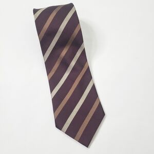 Beau Brummel brown stripe tie wool and silk